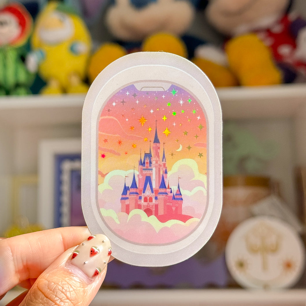 Airplane Window Castle Holographic Sticker