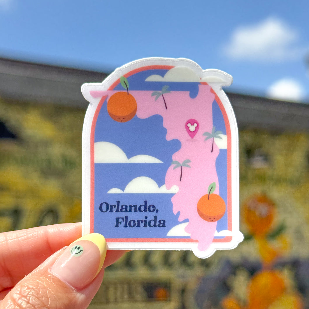 Orlando FL State Destination Transparent Sticker