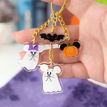 Load image into Gallery viewer, Mickey &amp; Minnie Falloween Ghosts Keychain
