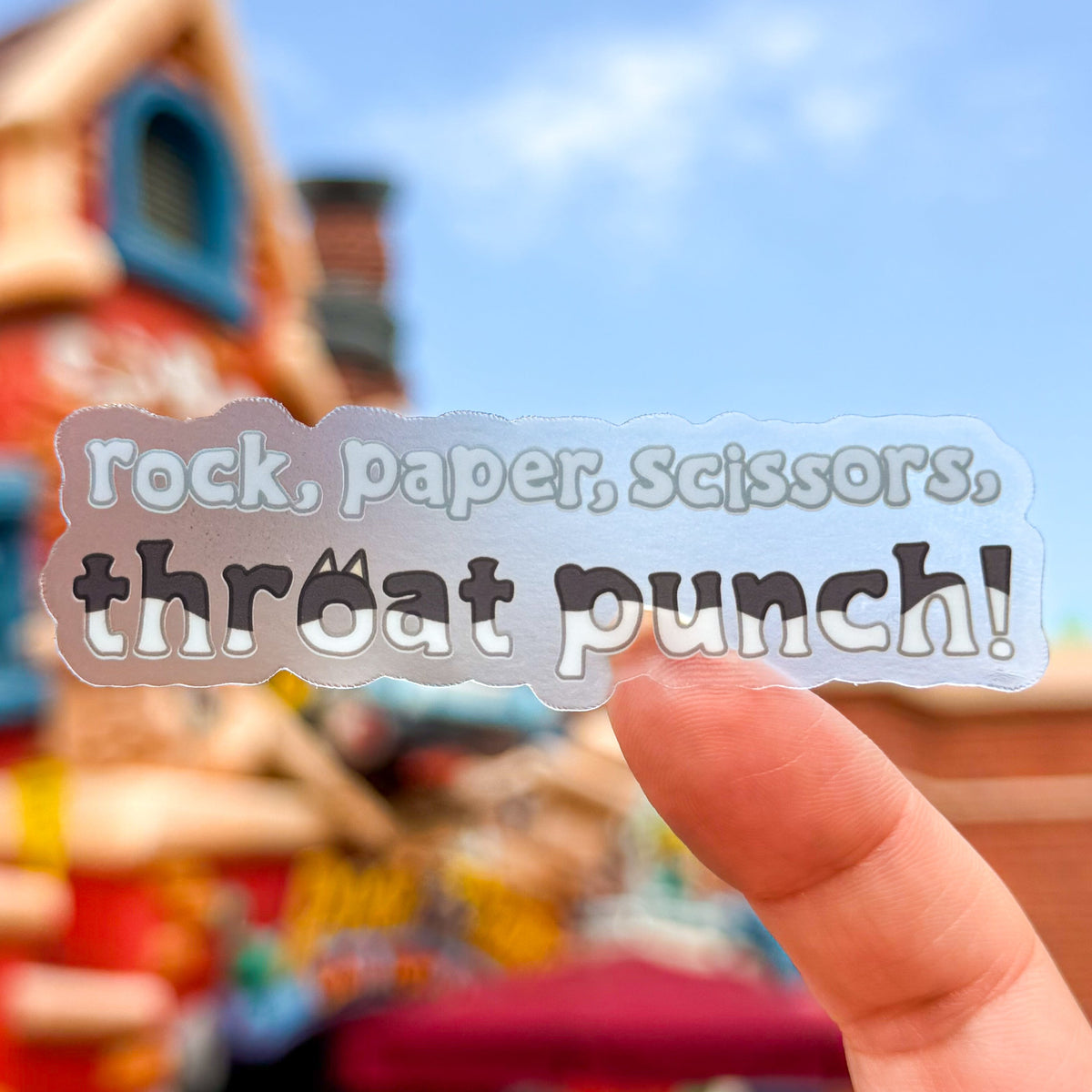 Rock Paper Scissors- Throat Punch! Transparent Sticker – Wish Upon Magic
