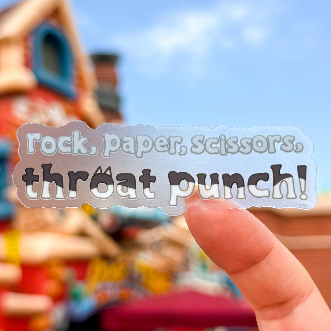 Rock Paper Scissors- Throat Punch! Transparent Sticker