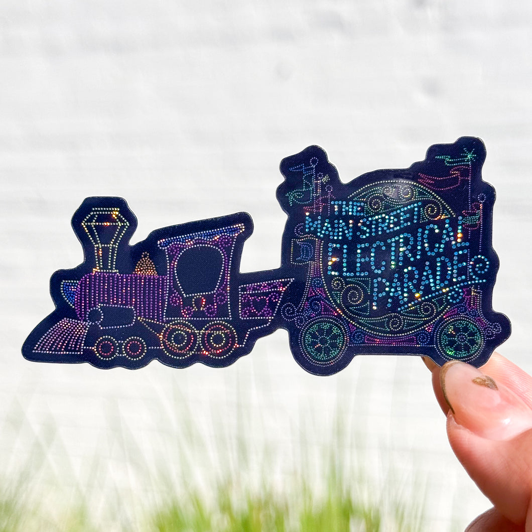Main Street Electric Parade Train Holographic Glitter Sticker