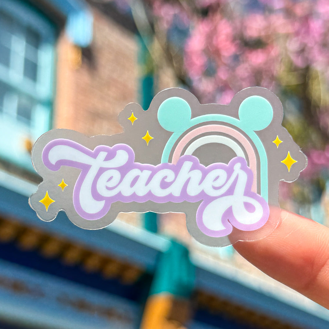 Teacher Rainbow Transparent Sticker