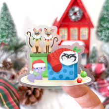 Load image into Gallery viewer, Aristocats Christmas Vintage Presents Transparent Sticker
