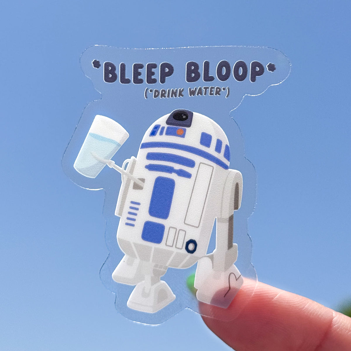 Bleep Bloop Droid's Water Reminder Transparent Sticker – Wish Upon Magic