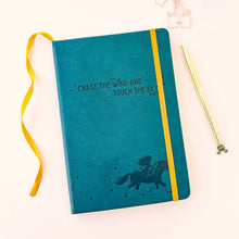 Load image into Gallery viewer, Teal notebook with motivational quote on a white background
