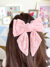 Load image into Gallery viewer, Pink Plush Velvet Double Bow Clip
