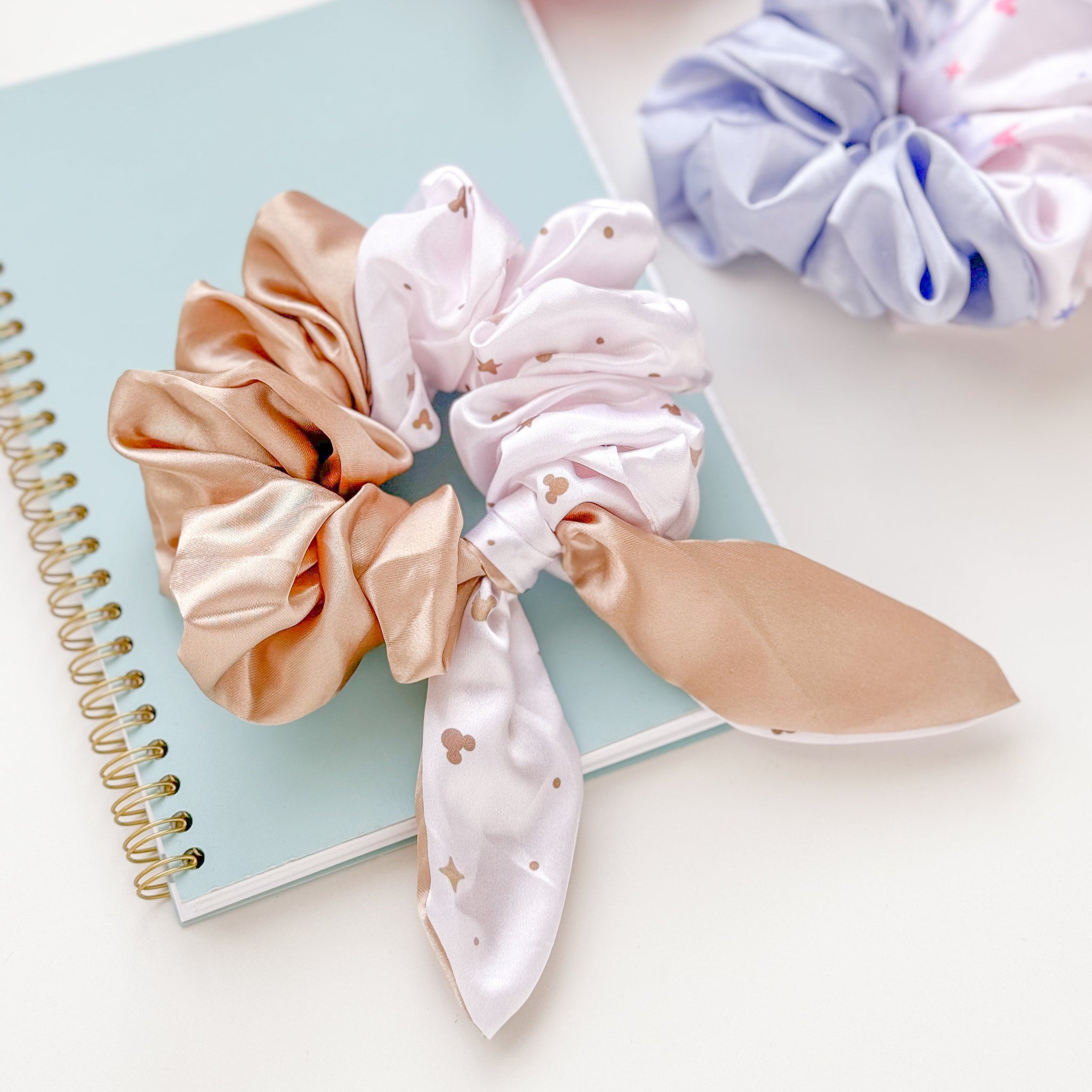 Multi way use hair scrunchies Pink Multiway Bunny Satin Scrunchie – Wish Upon Magic main image 4