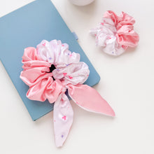 Load image into Gallery viewer, Pink Jumbo &amp; Petite Satin Scrunchies (Set of 2)
