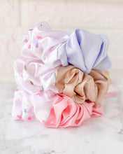 Load image into Gallery viewer, Pink Jumbo &amp; Petite Satin Scrunchies (Set of 2)

