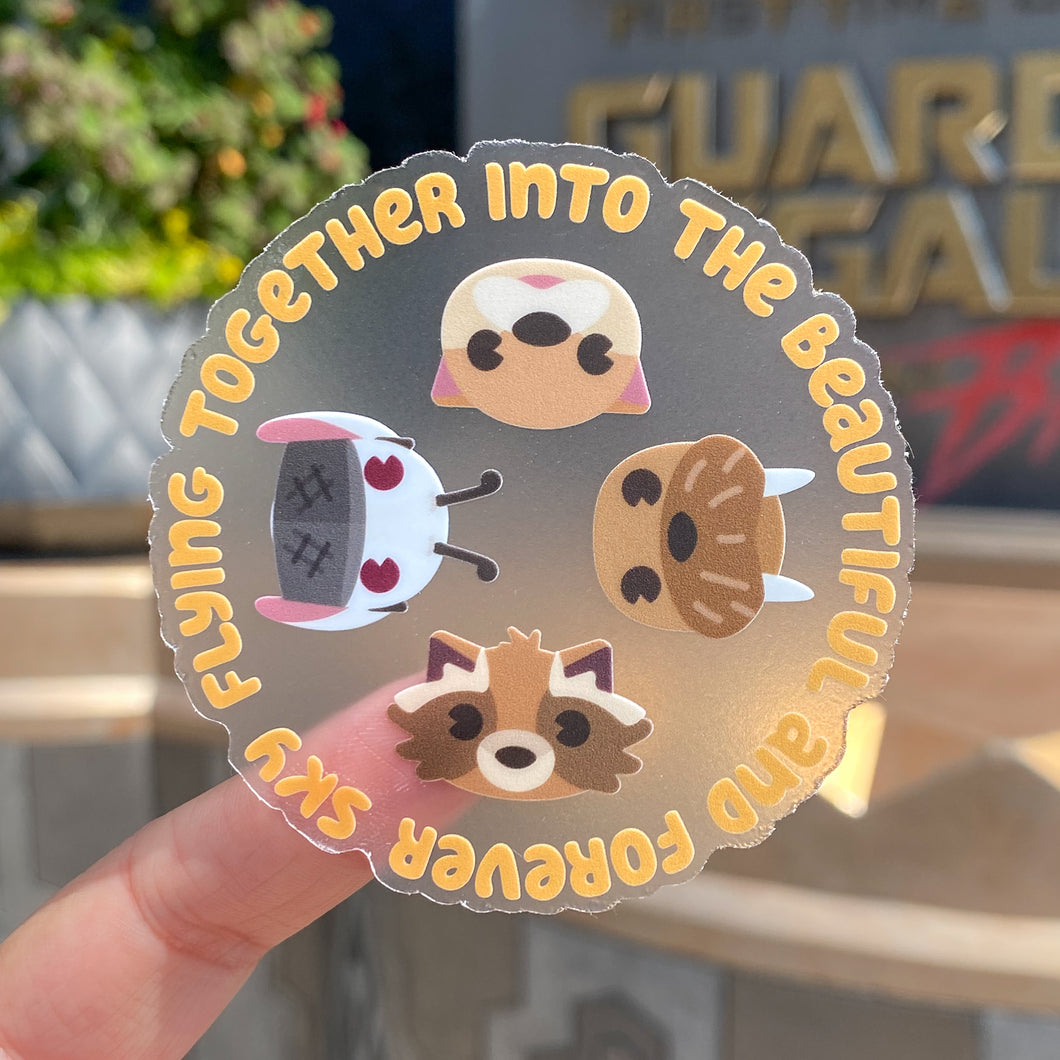 Rocket & Friends Wreath Transparent Sticker