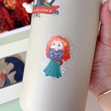 Load image into Gallery viewer, Merida with Triplet Bears Plushie Transparent Sticker
