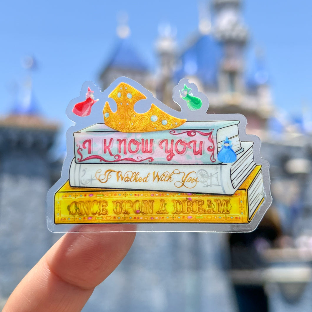 Once Upon A Dream Books & Crown Transparent Sticker