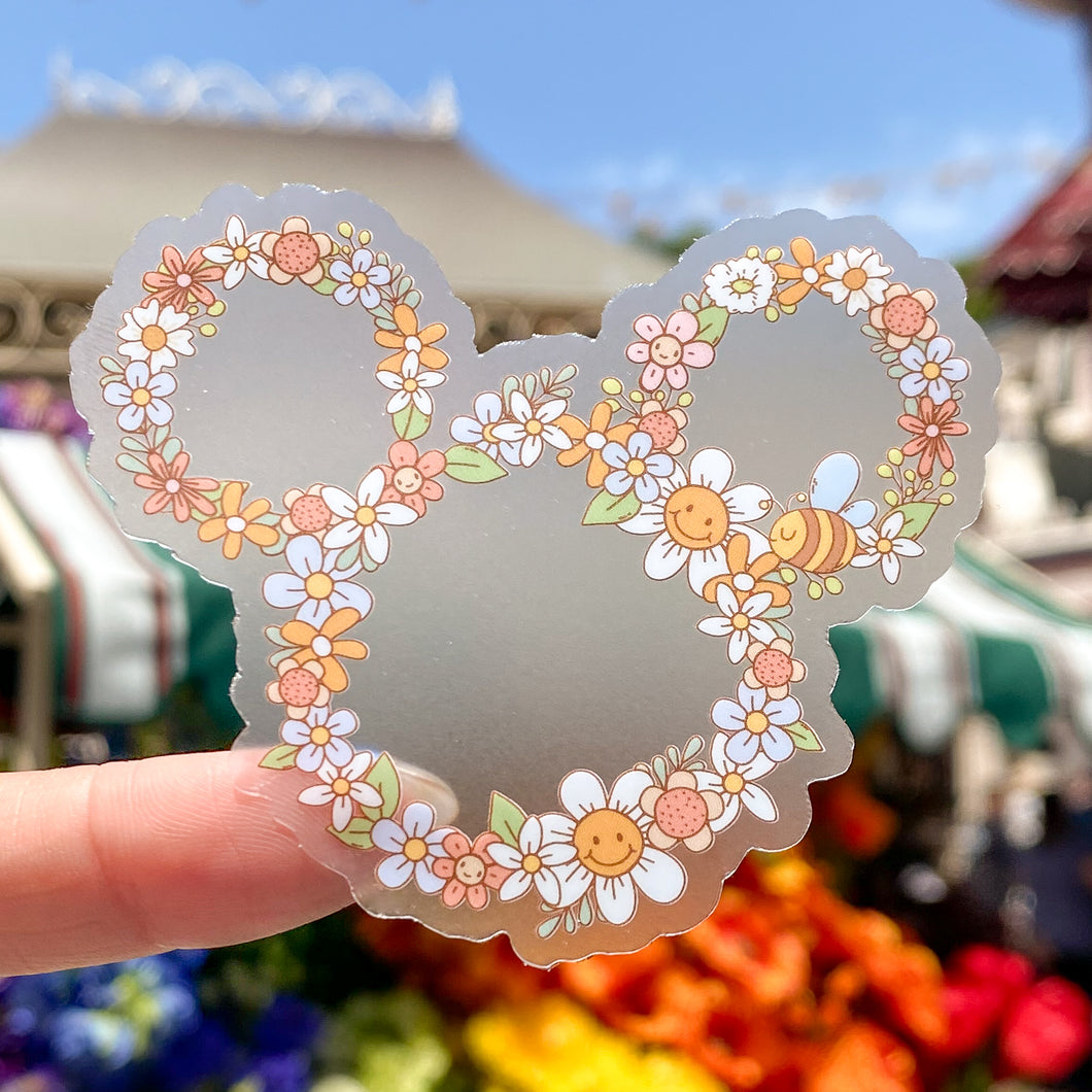 Groovy Floral Wreath Transparent Sticker