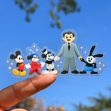Load image into Gallery viewer, Walt with Mickey Friends Through The Decades Transparent Sticker
