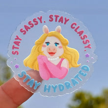 Load image into Gallery viewer, Miss Piggy Stay Hydrated transparent sticker

