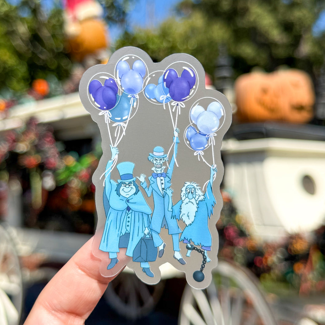 Hitchhiking Ghosts Mickey Balloon Transparent Sticker