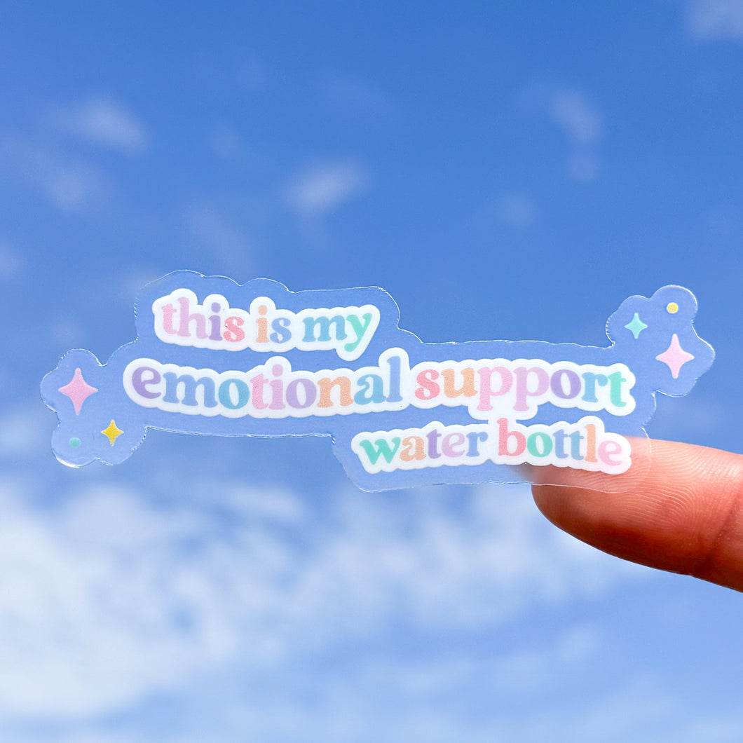 Pastel Emotional Support Waterbottle Transparent Sticker