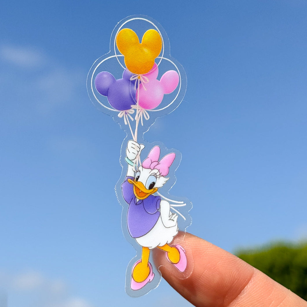 Daisy with Mickey Balloon Transparent Sticker