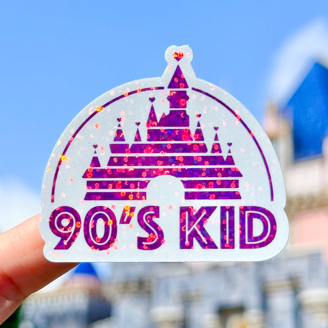 Pink 90's Kid Holographic Glitter Sticker