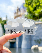 Load image into Gallery viewer, Mrs. &amp; Mrs. Mouse Hats Transparent Sticker
