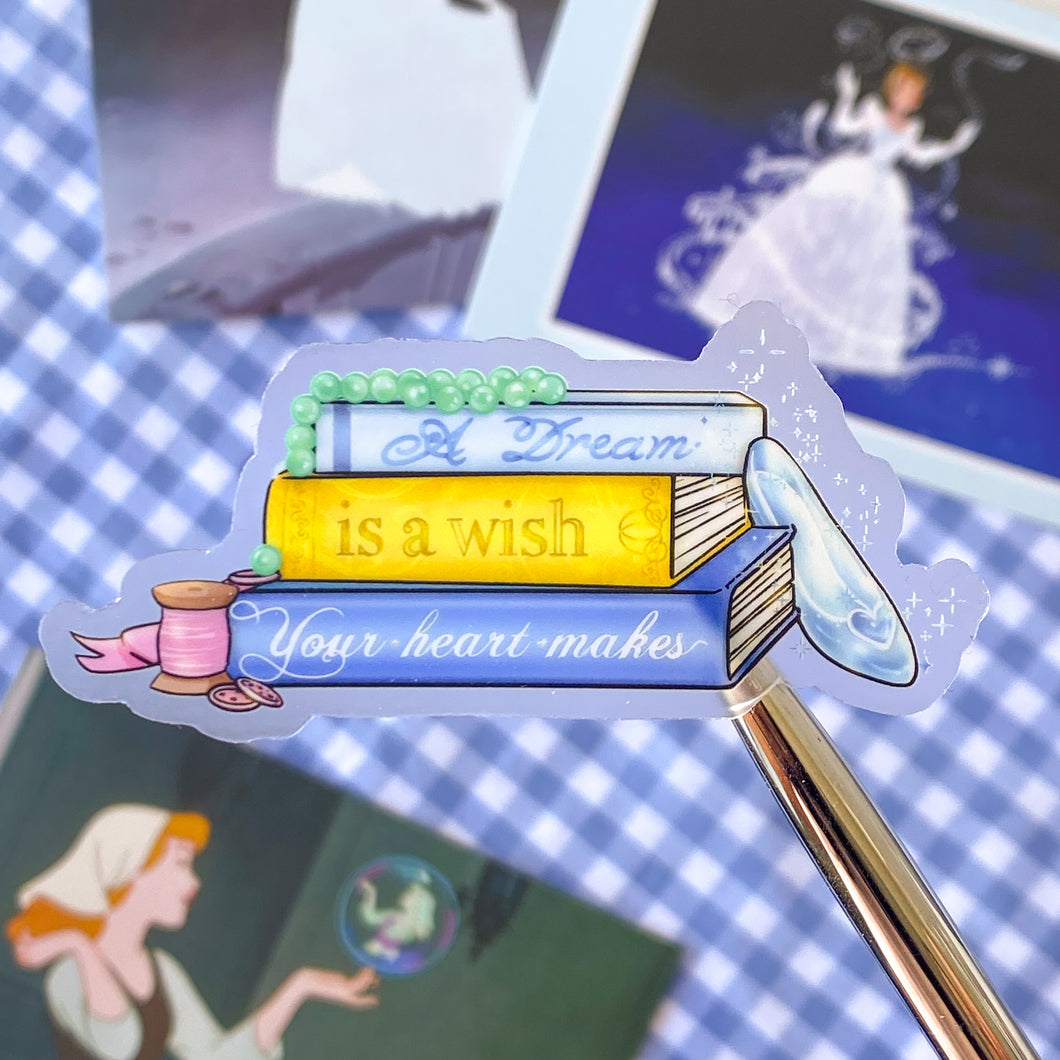 Cinderella Books & Glass Slipper Transparent Sticker