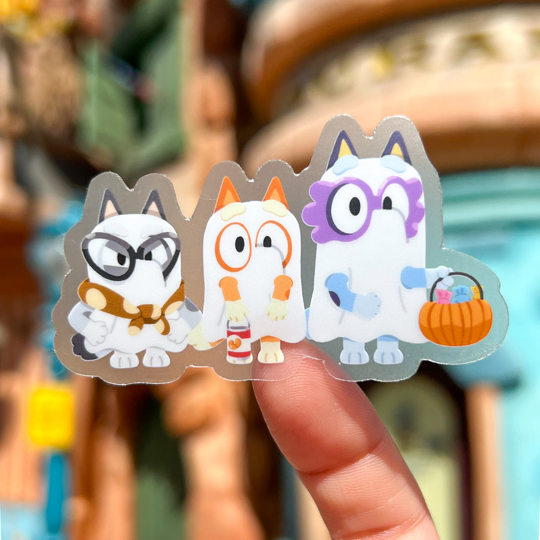 Trick or Treating Pawty Ghosts Transparent Sticker