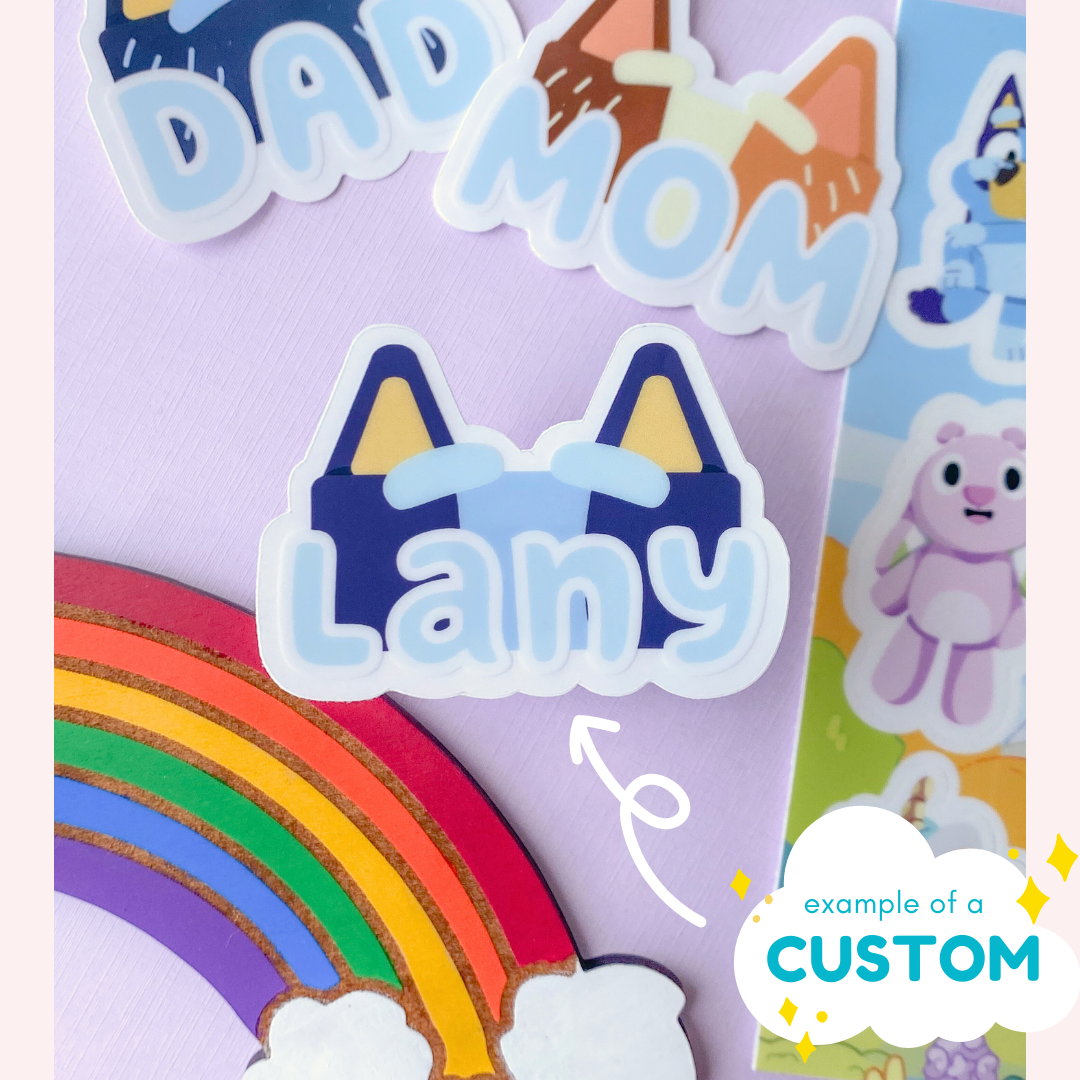 Custom Name Blue Heeler Style Transparent Stickers (10 stickers) – Wish ...