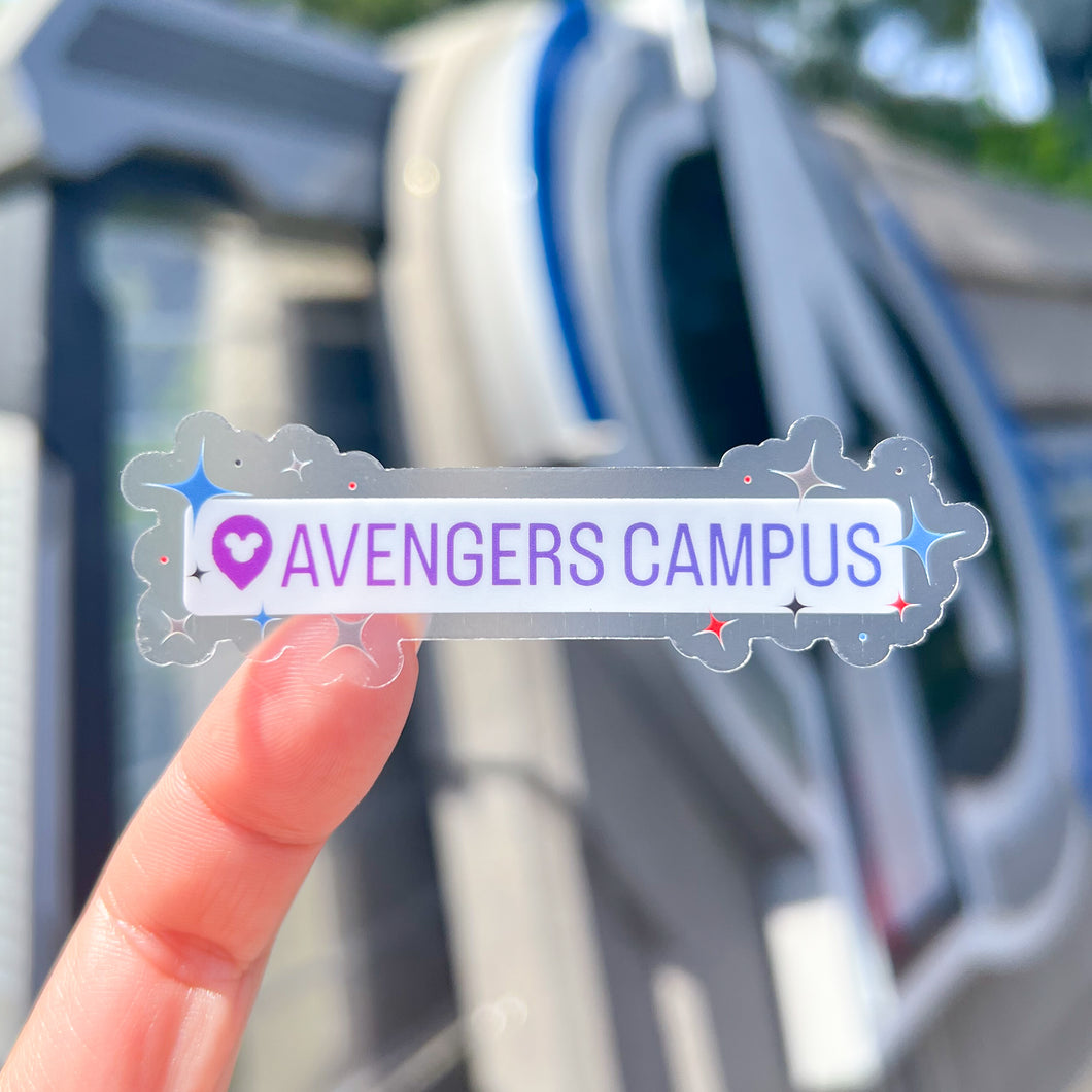 Avengers Campus Destination Drop Pin Transparent Sticker