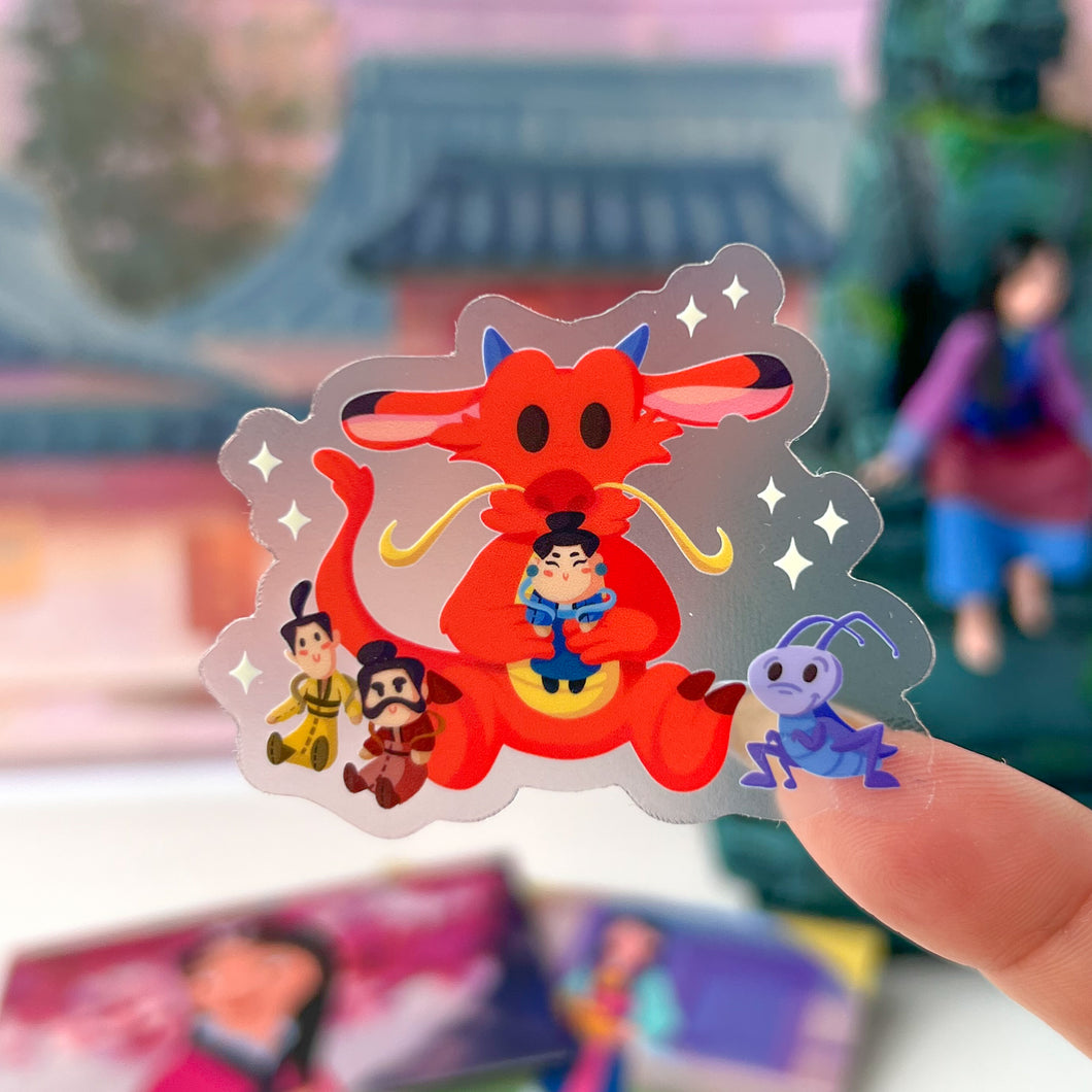 Mushu, Crickee, Yao, Ling, Chien Po Plushie Transparent Sticker