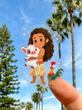 Load image into Gallery viewer, Moana with Pua &amp; Hei Hei Plushie Transparent sticker
