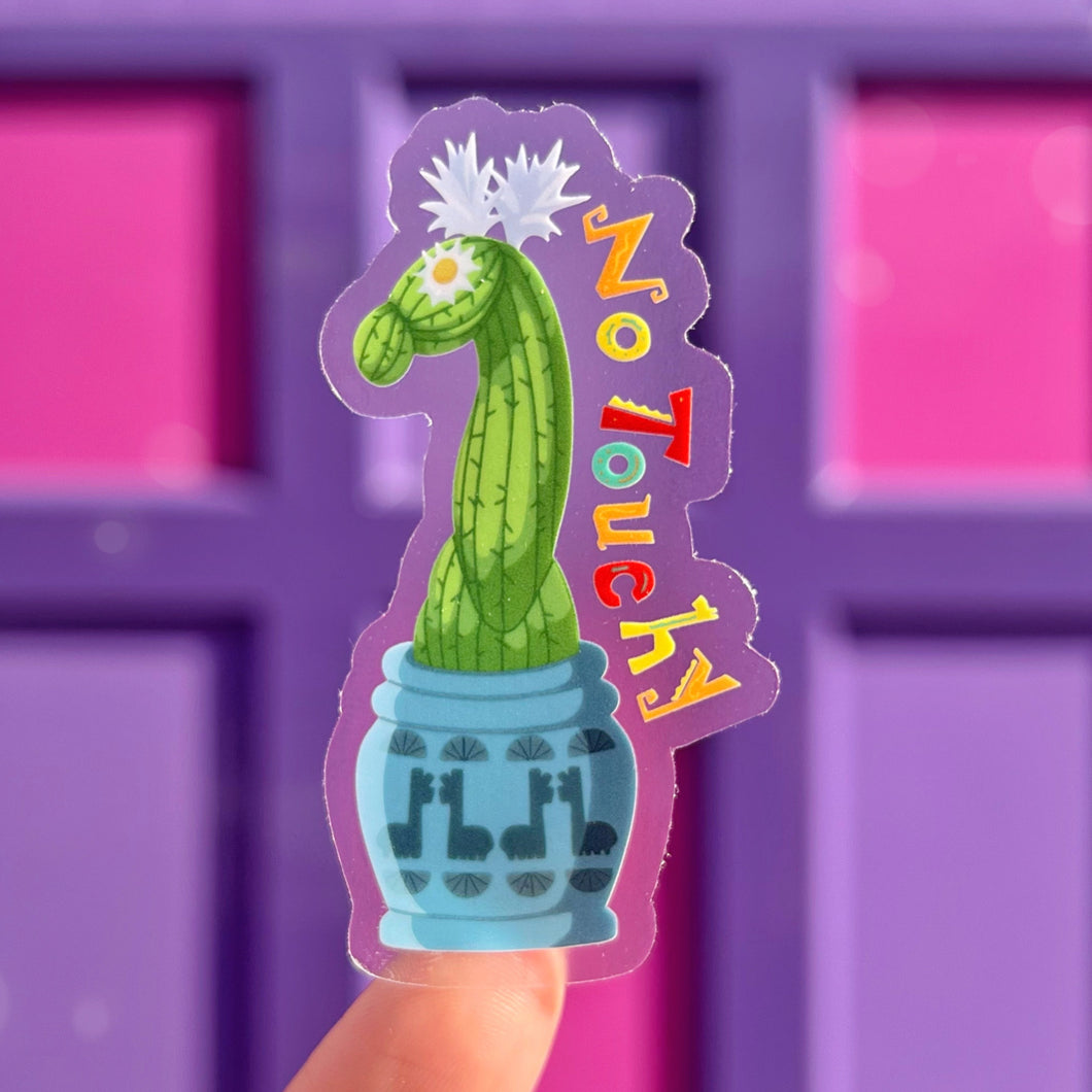 Llama Cactus No Touchy! Transparent Sticker