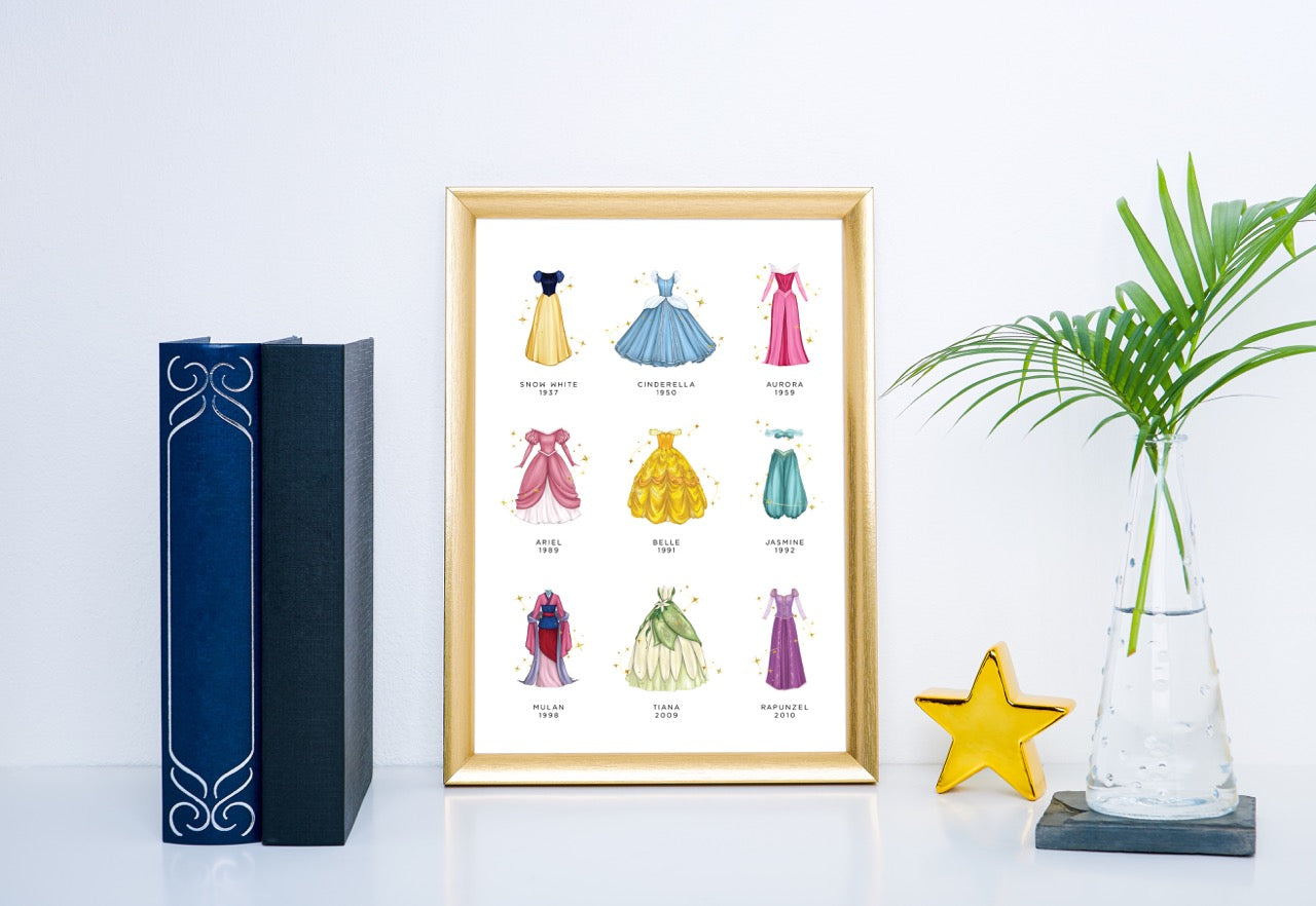 Princess Dress with Golden Sparkles Art Print – Wish Upon Magic