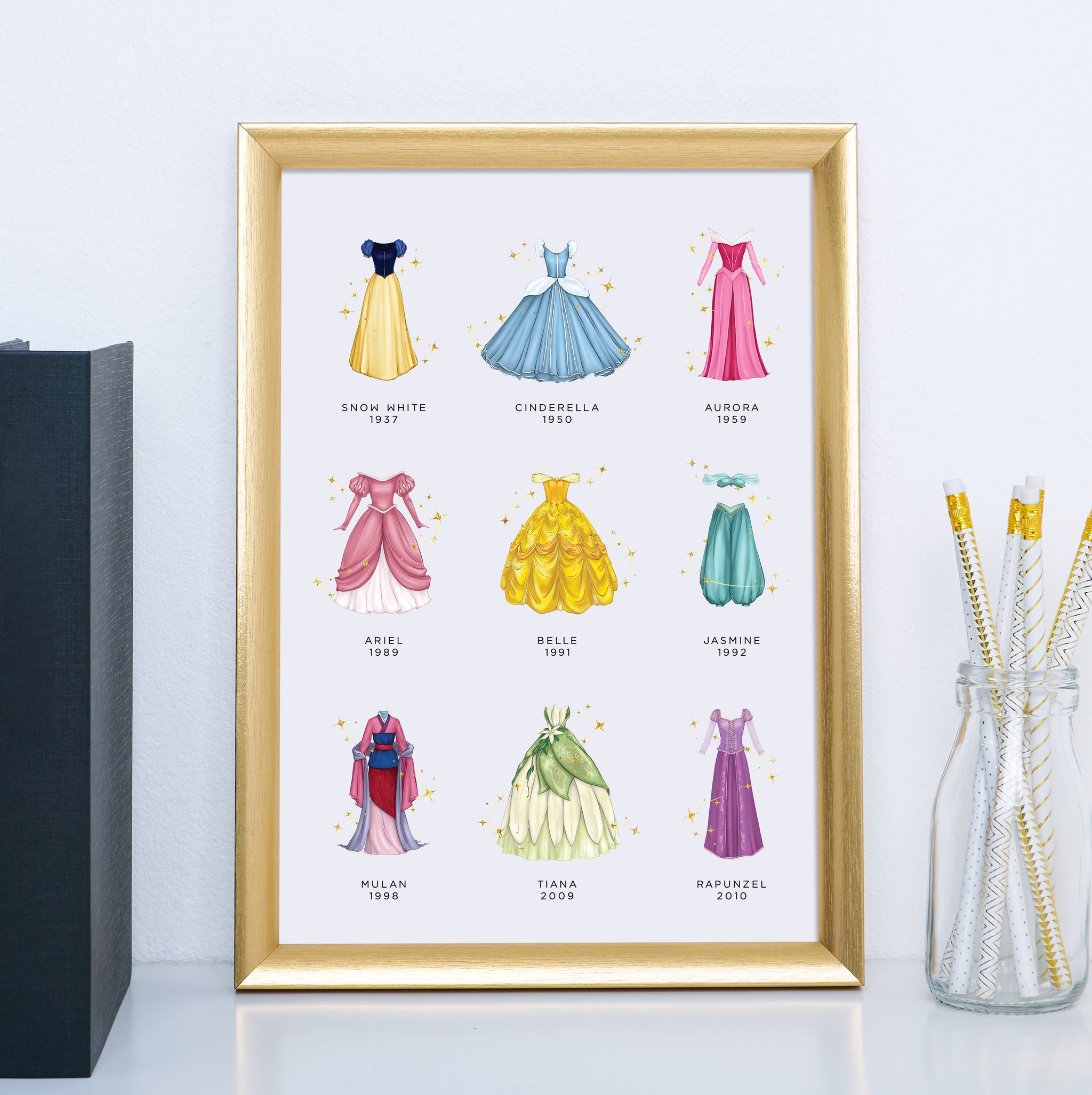 open lace back dress Princess Dress with Golden Sparkles Art Print – Wish Upon Magic