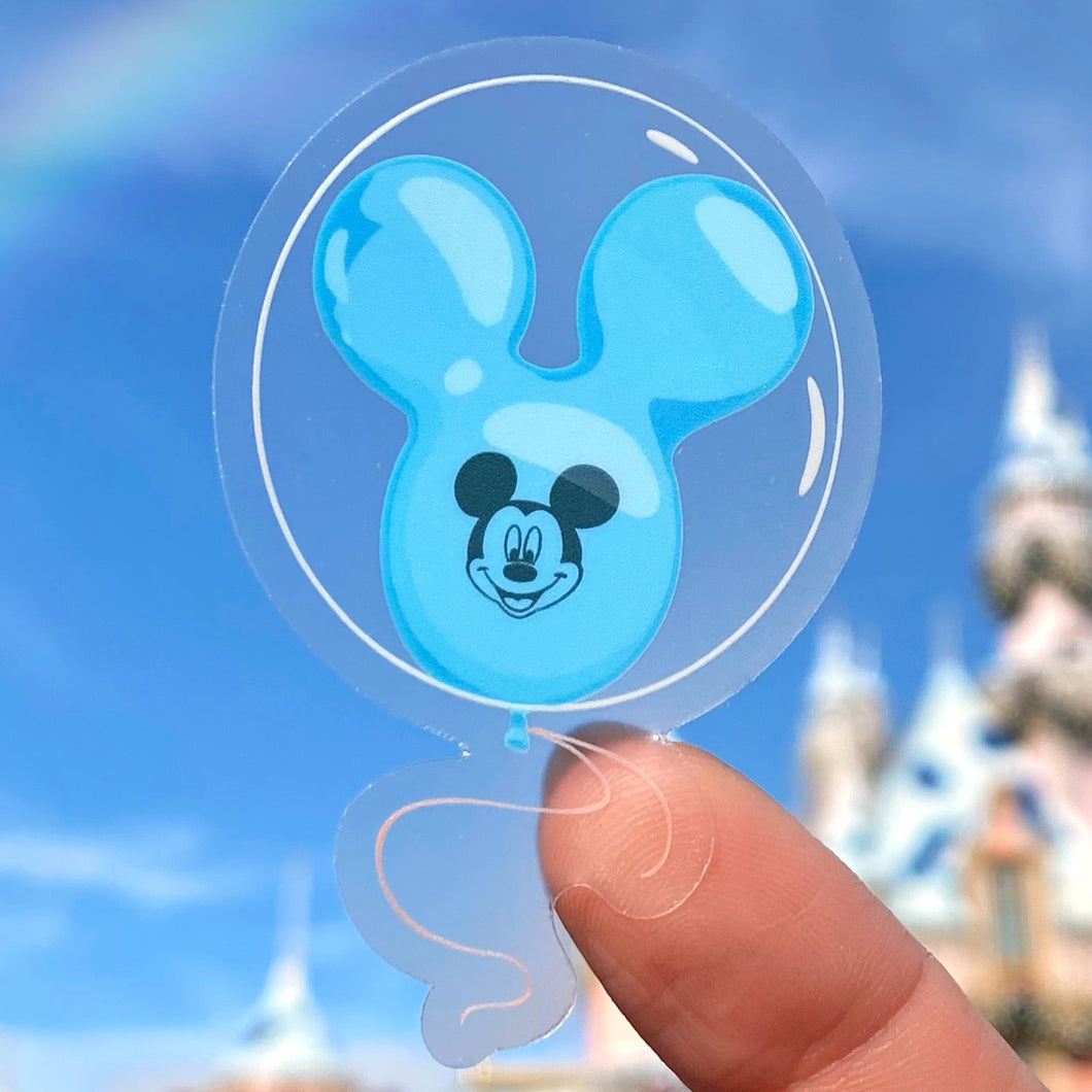 Blue Mickey Balloon Transparent Disney Sticker