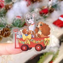 Load image into Gallery viewer, Stitch &amp; Pluto Christmas Gingerbread Wagon Transparent Sticker
