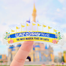 Load image into Gallery viewer, Disney World Entrance Floral Sign Transparent Sticker
