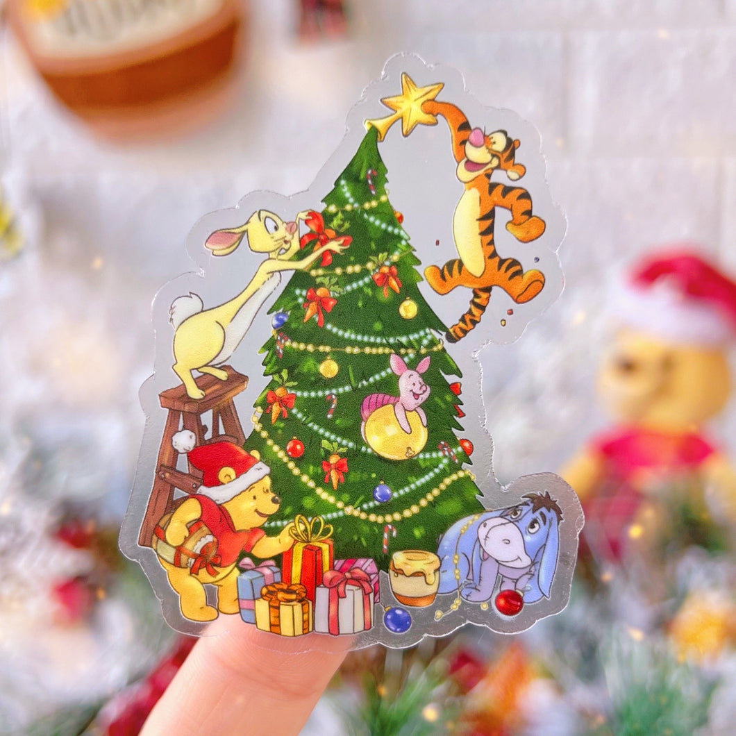 Pooh & Friends Christmas Tree Decorating Transparent Sticker
