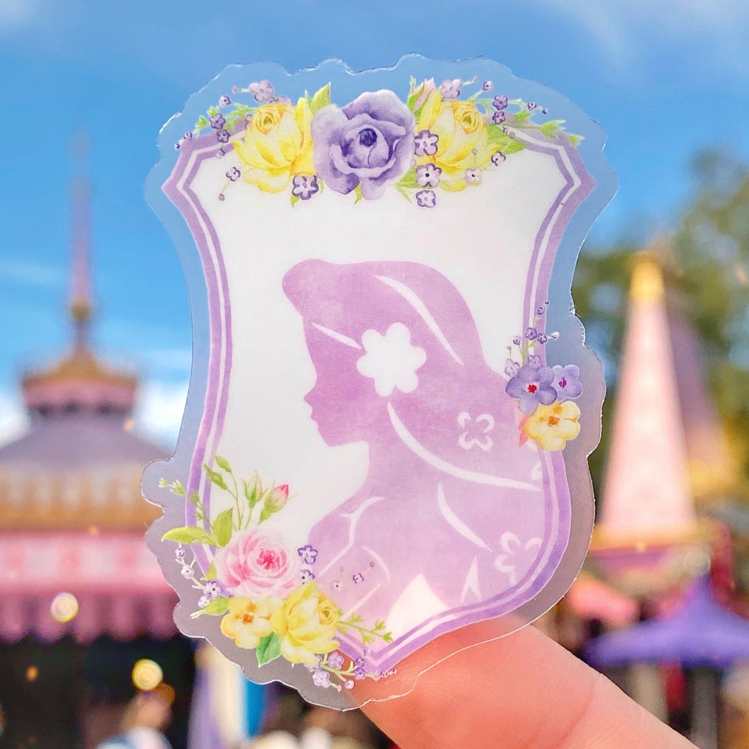 Rapunzel Floral Crest Transparent Sticker