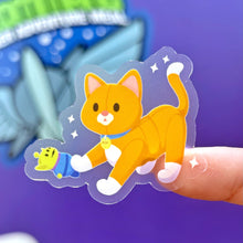 Load image into Gallery viewer, Sox with Green Alien Plushie Transparent Sticker
