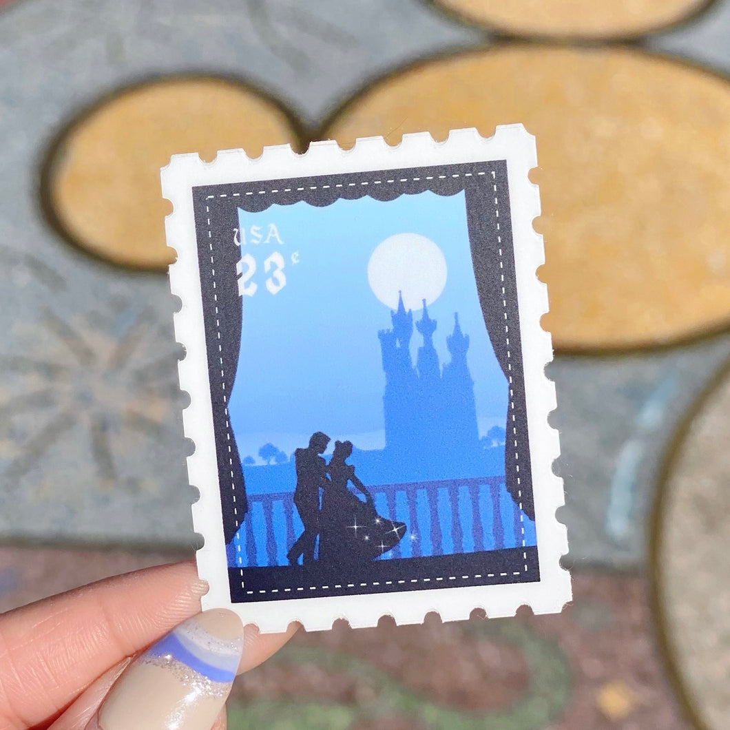 Cinderella & Prince Charming Postage Stamp Sticker