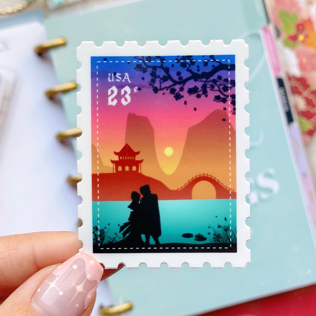 Mulan & General Postage Stamp Sticker