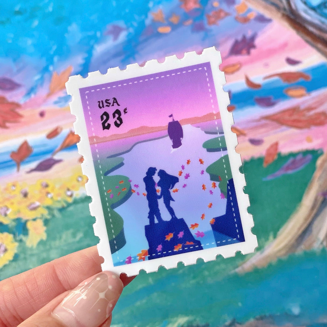 Pocahontas & John Smith Postage Stamp Sticker