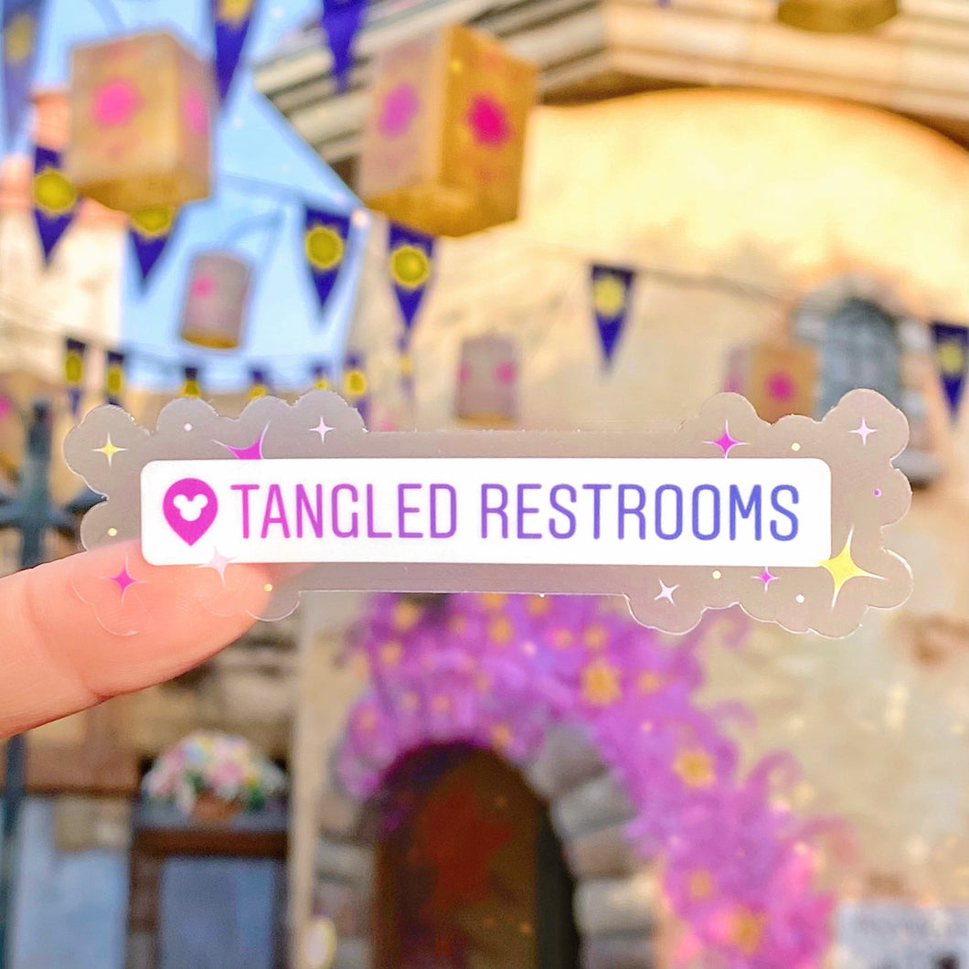 Tangled Restrooms Destination Drop Pin Transparent Sticker