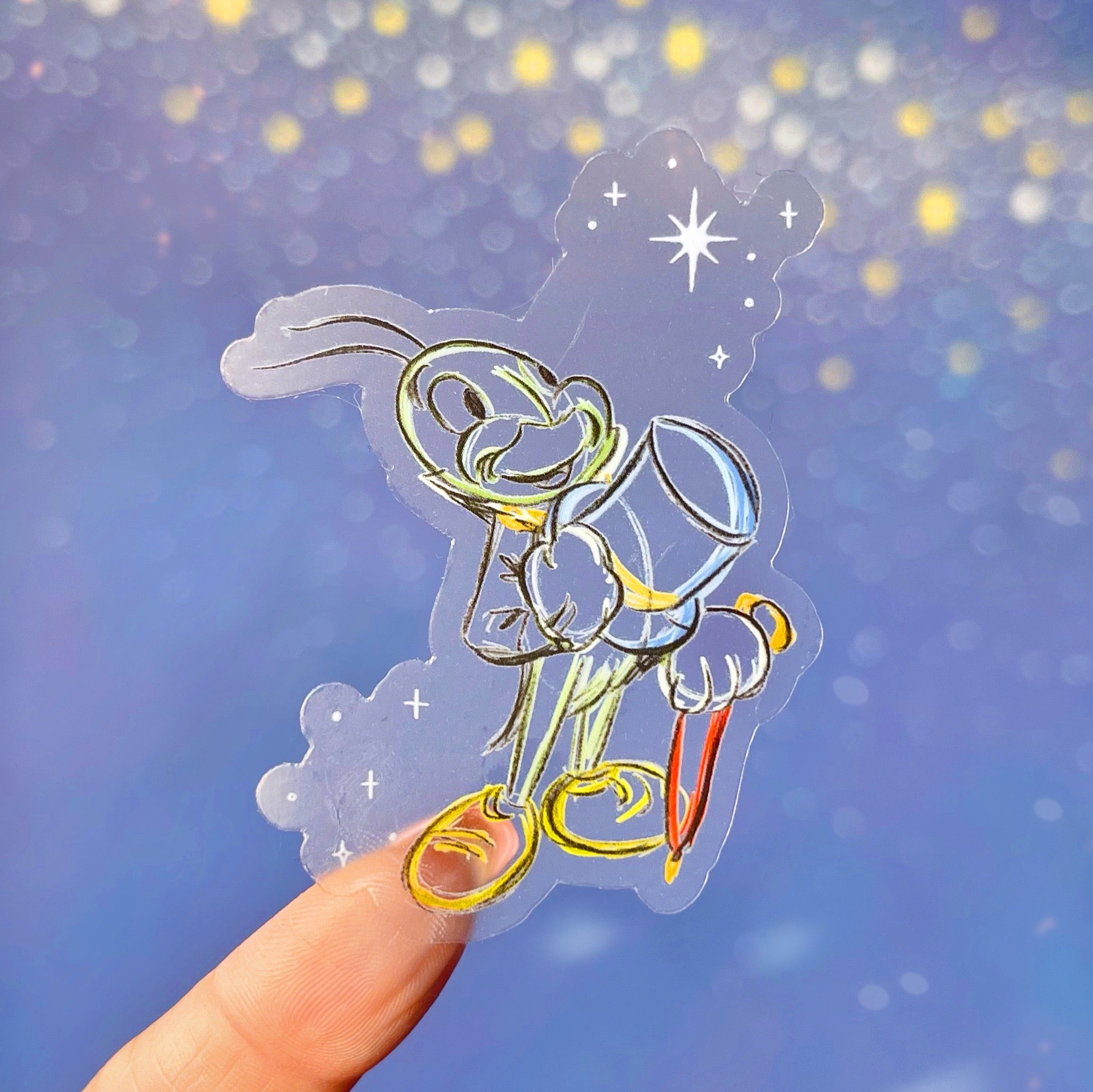 Jiminy Cricket Sketch Transparent Sticker – Wish Upon Magic
