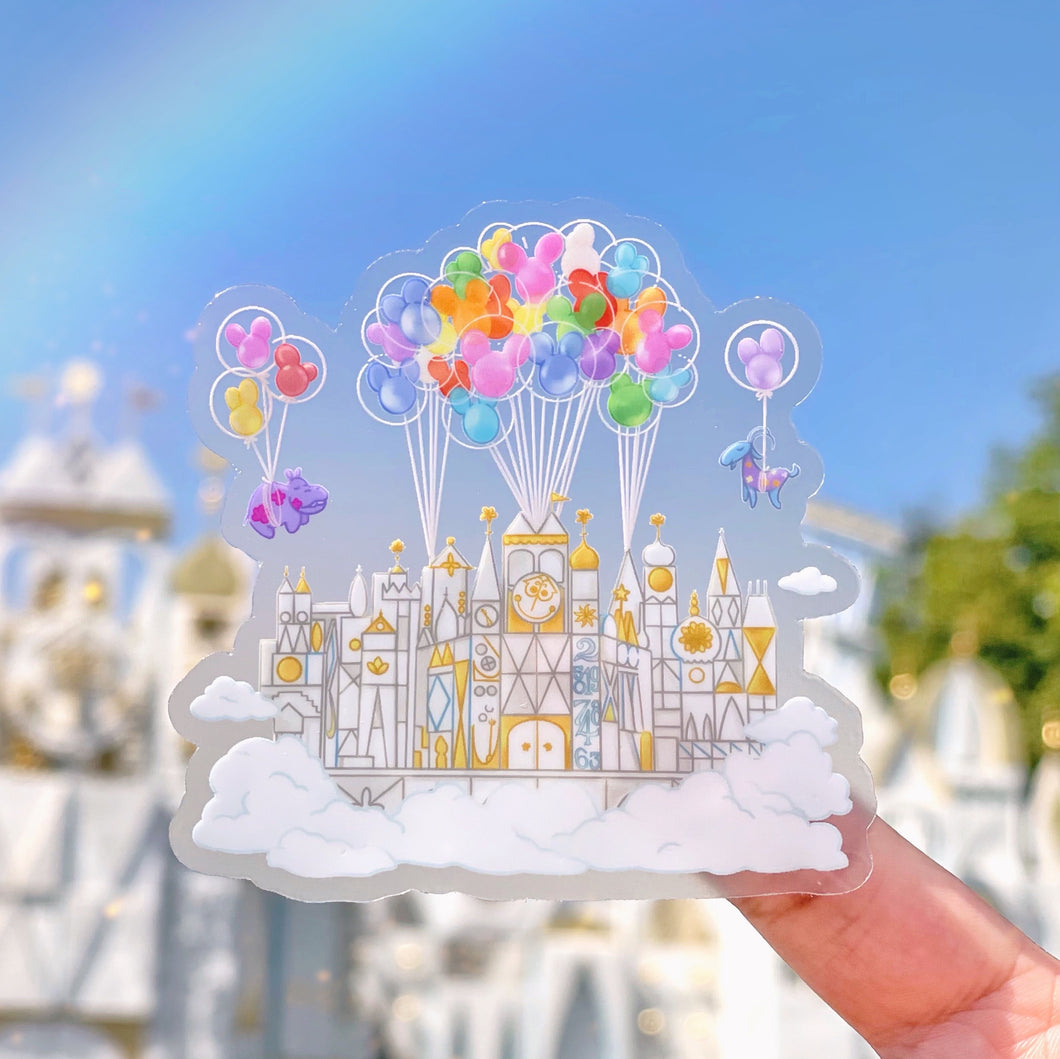 Small World Mickey Balloons Transparent Sticker