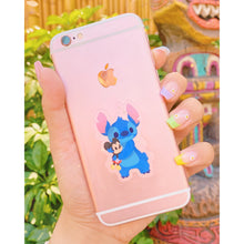 Load image into Gallery viewer, Stitch with Mickey Plushie Transparent  Sticker
