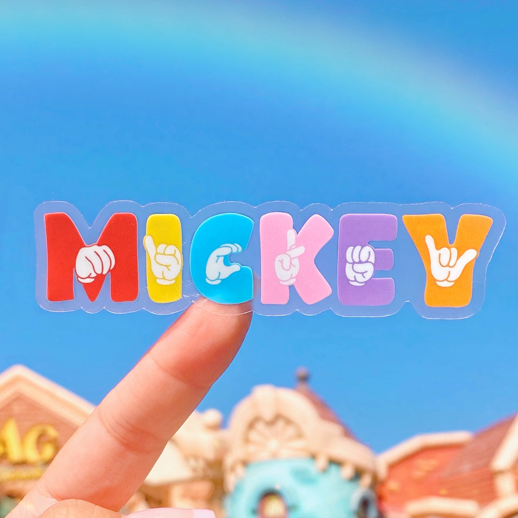 Mickey Sign Language Transparent Sticker