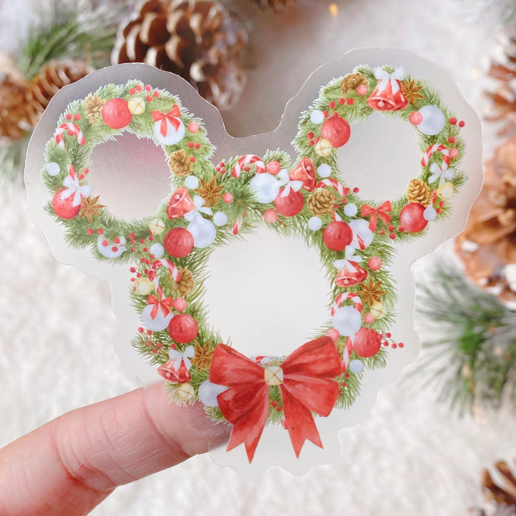 Christmas Mickey Wreath Transparent Sticker