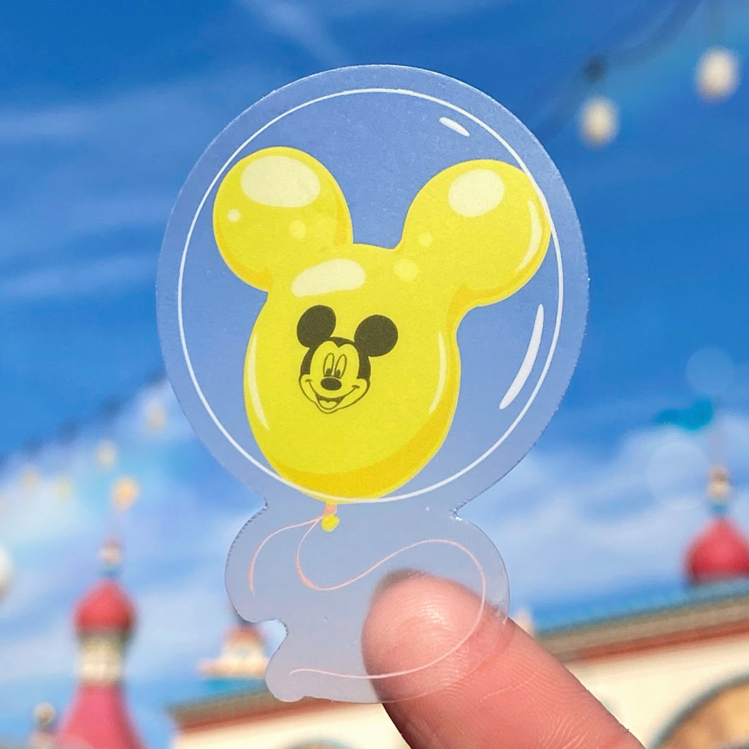 Yellow Mickey Balloon Transparent Disney Sticker